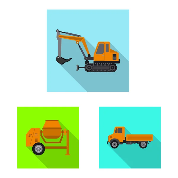 Conception vectorielle du symbole de construction et de construction. Collection d'illustration vectorielle de stock de construction et de machines . — Image vectorielle