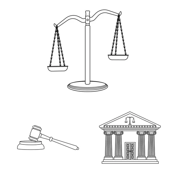 Vectorillustratie van wet en advocaat ondertekenen. Set van recht en rechtvaardigheid aandelensymbool voor web. — Stockvector