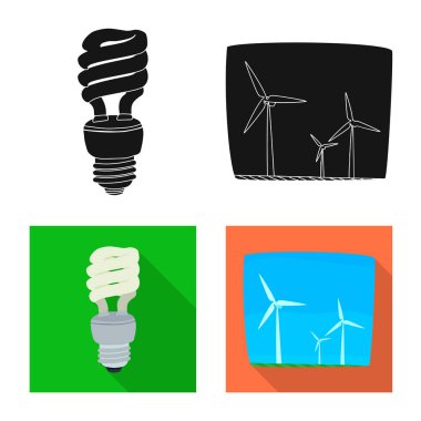 Elektrik ve elektrik işareti vektör tasarımı. Elektrik ve enerji hisse senedi simgesi web için set.