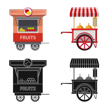 Piyasa ve dış işareti yalıtılmış nesne. Hisse senedi için Pazar ve gıda vektör simge kümesi.