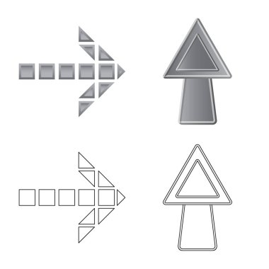 Öğe ve ok işareti vektör Illustration. Hisse senedi için öğe ve yön vektör simge kümesi.