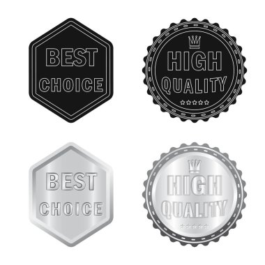 Amblem ve rozet simge vektör Illustration. Hisse senedi için amblem ve etiket vektör simge kümesi.