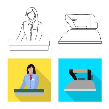 Çamaşırhane ve temiz işareti vektör tasarımı. Hisse senedi için çamaşır ve giysi vektör simge kümesi.