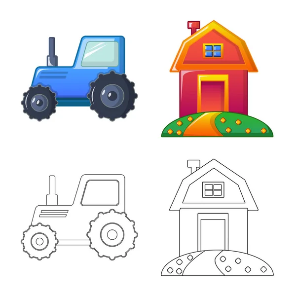 농장 및 농업 상징의 벡터 디자인입니다. 웹에 대 한 농장 및 공장 주식 기호 집합. — 스톡 벡터