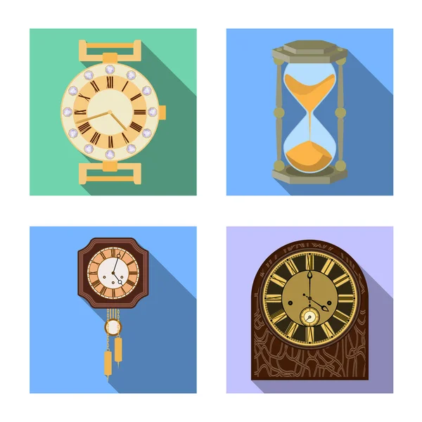 時計と時間のロゴの孤立したオブジェクト。Web 時計とサークル株式記号のコレクション. — ストックベクタ