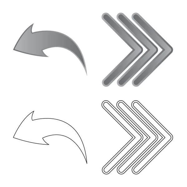 Objeto aislado de elemento y logotipo de flecha. Conjunto de elemento e icono de vector de dirección para stock . — Archivo Imágenes Vectoriales