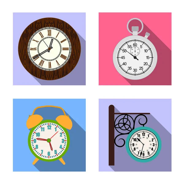 Diseño vectorial del reloj y el logotipo del tiempo. Colección de reloj y círculo símbolo de stock para la web . — Vector de stock