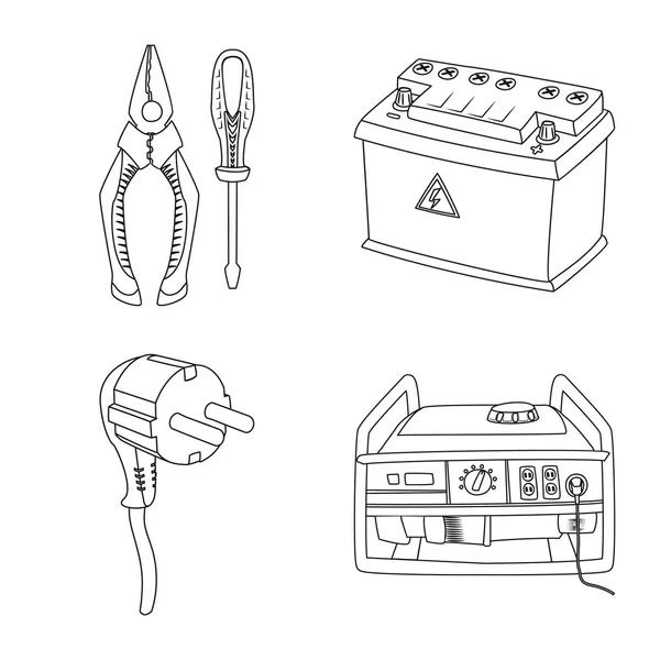 Isolated object of electricity and electric sign. Set of electricity and energy vector icon for stock. — Stock Vector