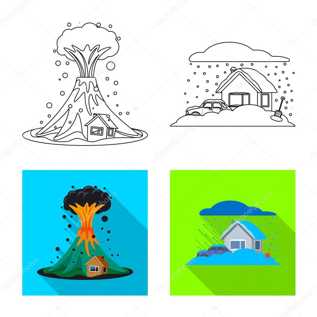 Vector design of natural and disaster symbol. Set of natural and risk stock vector illustration.