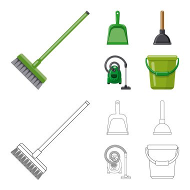 Temizlik ve servis logo yalıtılmış nesne. Temizlik ve ev hisse senedi vektör çizim topluluğu.