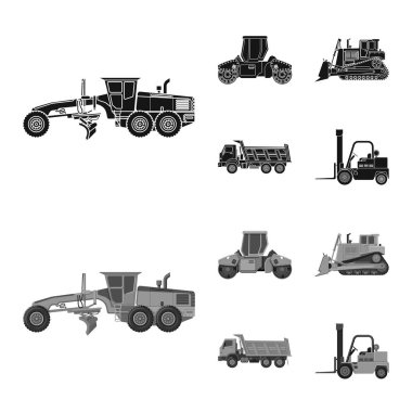 Yapı ve inşaat logo yalıtılmış nesne. Hisse senedi için yapı ve makine vektör simge topluluğu.