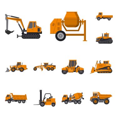 Yapı ve inşaat simgesi yalıtılmış nesne. Web için yapı ve makine hisse senedi simgesi kümesi.