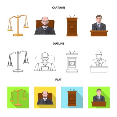 Hukuk ve avukat simge vektör Illustration. Hukuk ve adalet hisse senedi vektör çizim topluluğu.