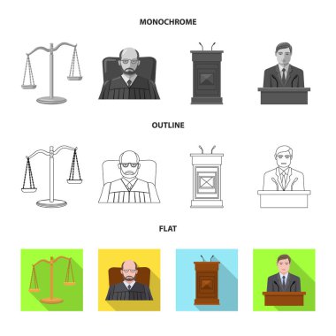 Hukuk ve avukat logo vektör Illustration. Hisse senedi için hukuk ve adalet vektör simge kümesi.