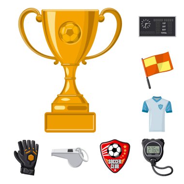 Futbol ve dişli simge vektör Illustration. Hisse senedi için futbol ve turnuva vektör simge topluluğu.