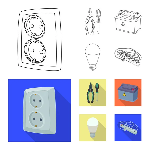 Isolierte Objekt der Elektrizität und elektrisches Symbol. Elektrizitäts- und Energievektorsymbole für Aktien. — Stockvektor