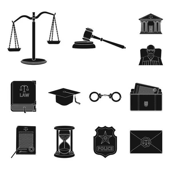 Objeto isolado da lei e assinatura do advogado. Conjunto de lei e justiça ilustração vetor estoque . — Vetor de Stock