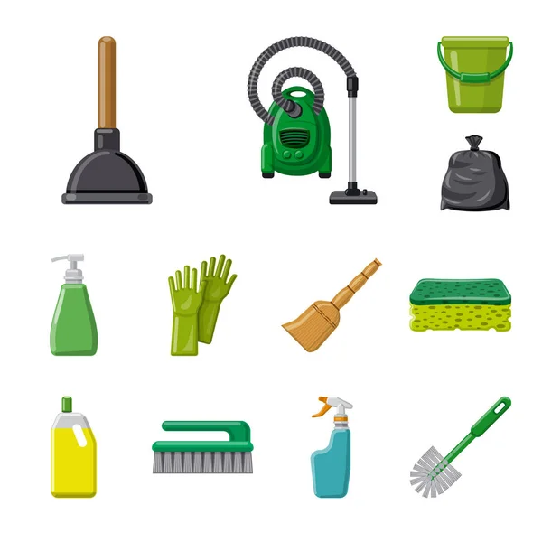 Isolerade objekt av ikonen rengöring och service. Uppsättning av städning och hushåll lager vektorillustration. — Stock vektor