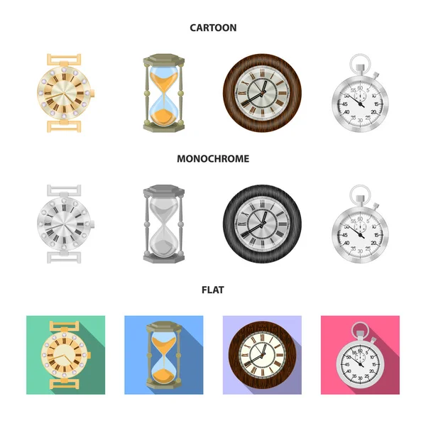 Objeto aislado de reloj y símbolo de tiempo. Colección de ilustración de vector de stock de reloj y círculo . — Archivo Imágenes Vectoriales