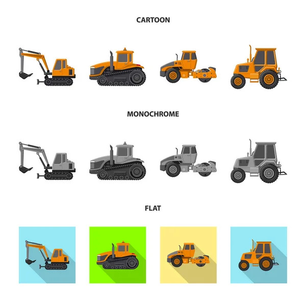 Illustrazione vettoriale del simbolo di costruzione e costruzione. Set di icone vettoriali di costruzione e macchinari per magazzino . — Vettoriale Stock