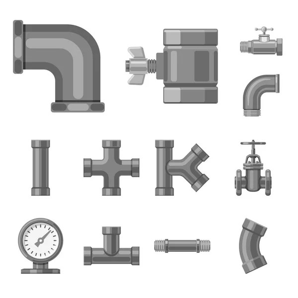 Illustration vectorielle du symbole tuyau et tube. Collecte de tuyau et le symbole de stock de pipeline pour la toile . — Image vectorielle