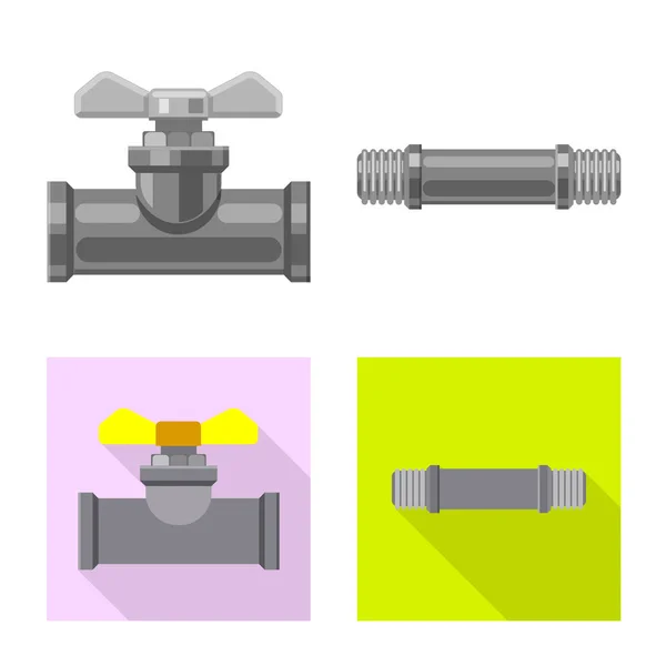 Diseño vectorial de tubo y señal de tubo. Conjunto de tubo y tubería vector icono para stock . — Archivo Imágenes Vectoriales
