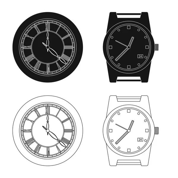 Diseño vectorial del reloj y el símbolo de tiempo. Colección de reloj y círculo símbolo de stock para la web . — Vector de stock