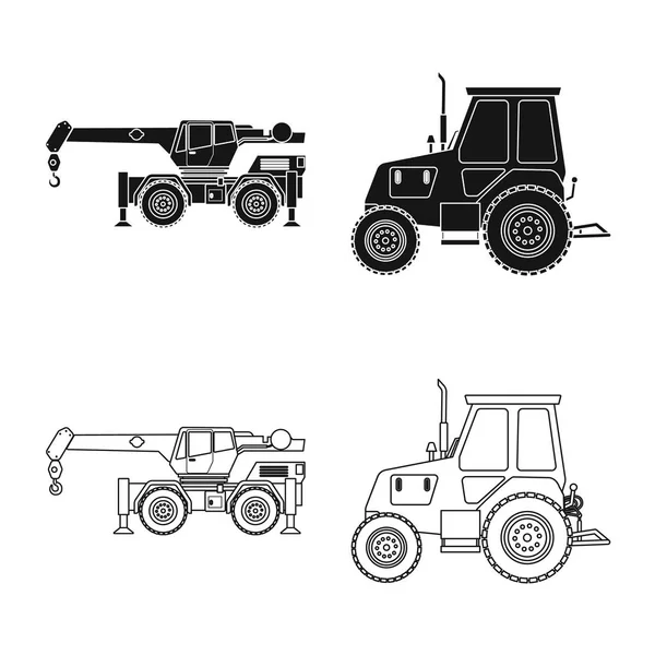 Oggetto isolato di costruzione e simbolo di costruzione. Raccolta di illustrazione vettoriale del parco macchine e delle costruzioni . — Vettoriale Stock