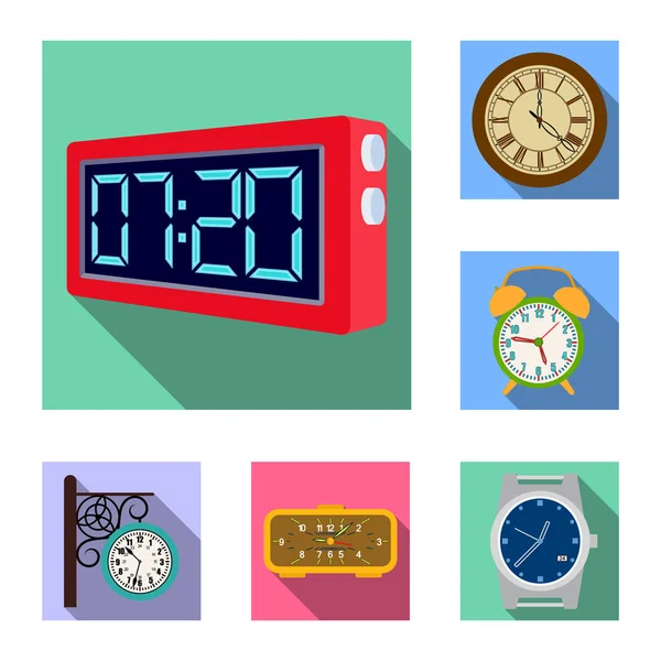 Εικονογράφηση διάνυσμα εικονίδιο ρολογιού και χρόνο. Σετ ρολόι και κύκλο εικονίδιο του φορέα σε απόθεμα. — Διανυσματικό Αρχείο