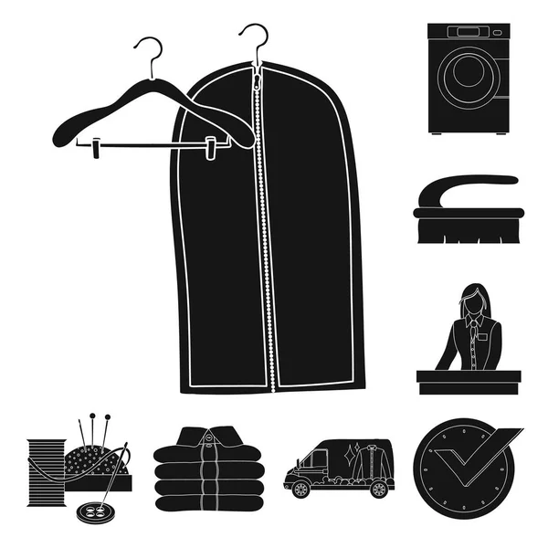 Vektorillustration der Wäsche und des sauberen Symbols. Sammlung von Wäsche und Kleidungsstücken für das Web. — Stockvektor