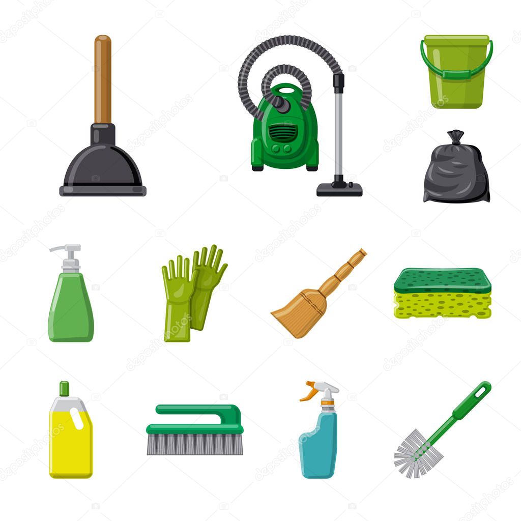 Vector design of cleaning and service symbol. Collection of cleaning and household vector icon for stock.