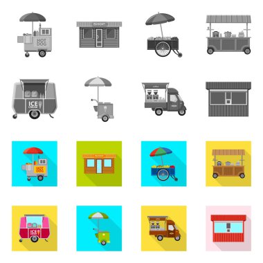 Piyasa ve dış simge vektör tasarımı. Market ve gıda hisse senedi simgesi web için kümesi.