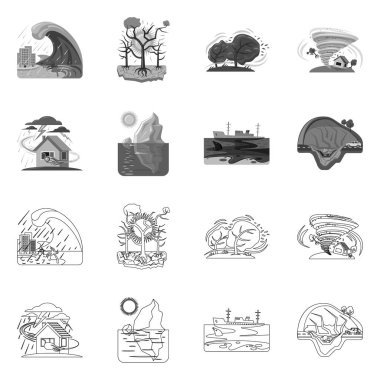 Doğal izole nesne ve felaket oturum açın. Risk hisse senedi vektör çizim ve doğal kümesi.