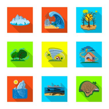 Doğal ve felaket logo vektör Illustration. Doğal topluluğu ve risk hisse senedi vektör çizim.