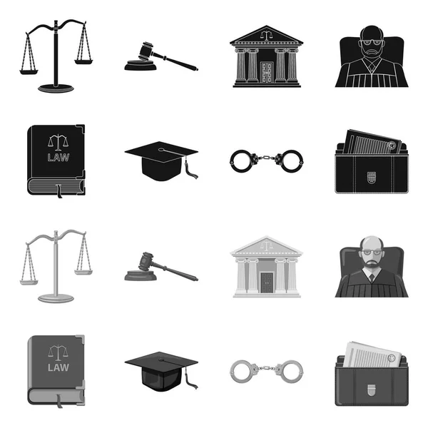 独立的法律对象和律师图标。收集法律和正义的载体图标股票. — 图库矢量图片