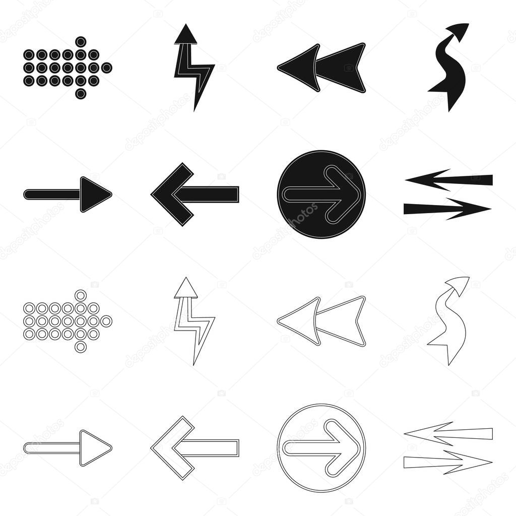 Vector illustration of element and arrow icon. Collection of element and direction vector icon for stock.