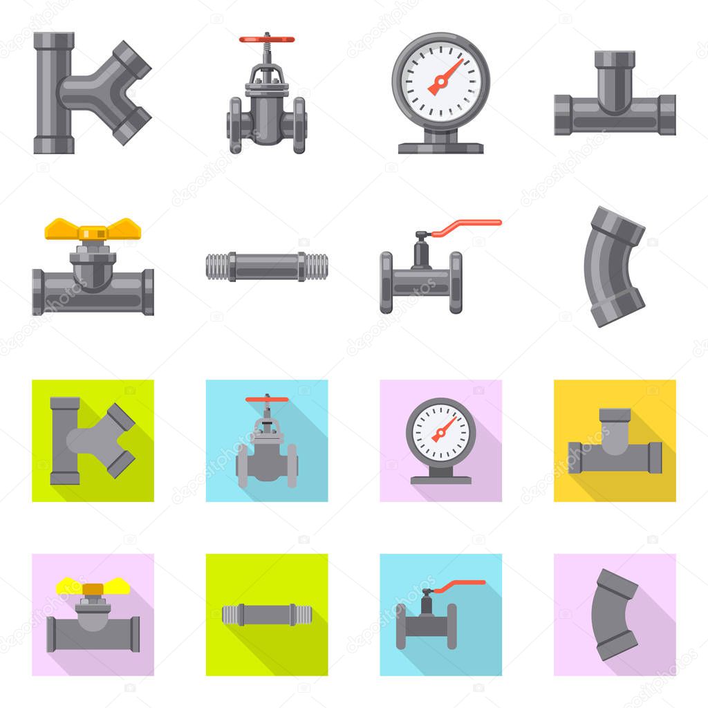 Vector design of pipe and tube symbol. Collection of pipe and pipeline stock vector illustration.