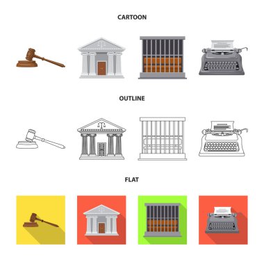 Hukuk ve avukat logosu yalıtılmış nesne. Hukuk ve adalet vektör simgesini hissenin topluluğu.