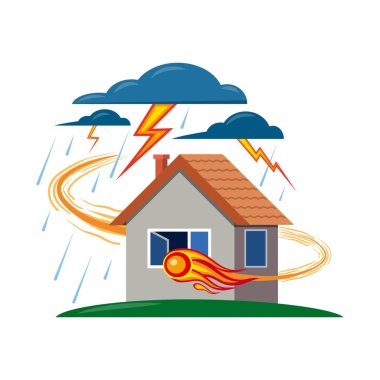 Doğal ve felaket logo vektör Illustration. Risk hisse senedi vektör çizim ve doğal kümesi.