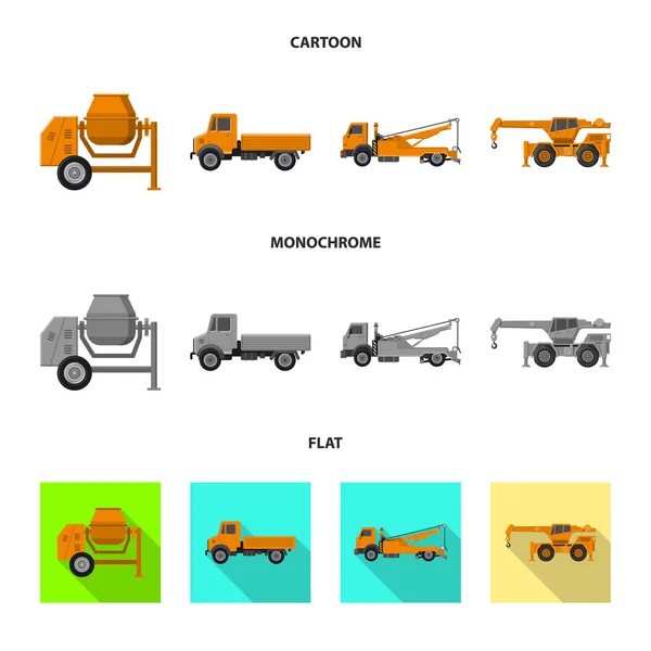 Illustrazione vettoriale del segno di costruzione e costruzione. Raccolta del simbolo di costruzione e parco macchine per il web . — Vettoriale Stock