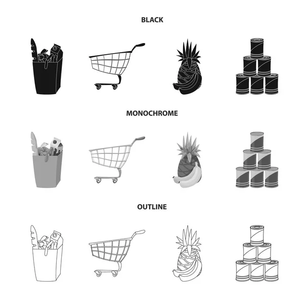 Conception vectorielle du logo des aliments et boissons. Collecte de nourriture et illustration vectorielle de stock de magasin . — Image vectorielle