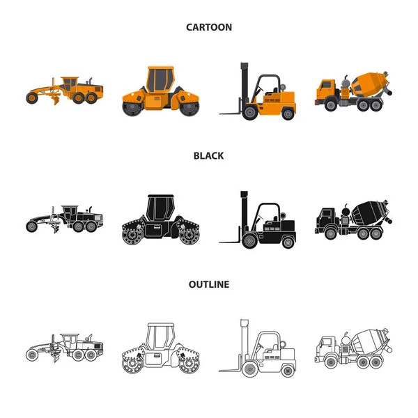 Ilustração vetorial do ícone de construção e construção. Conjunto de construção e símbolo de estoque de máquinas para web . —  Vetores de Stock