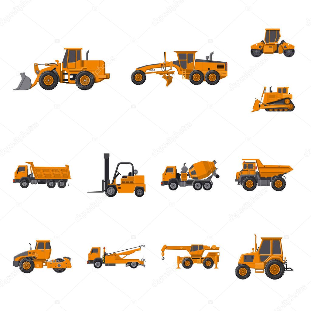 Vector design of build and construction icon. Set of build and machinery stock symbol for web.