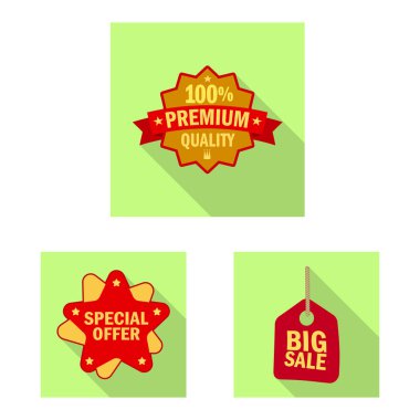 İllüstrasyon işareti amblemi ve rozet vektör. Amblem ve etiket stok vektör çizim seti.