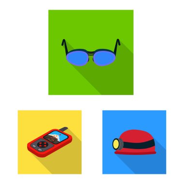 Tırmanışla ve tepe simge vektör tasarımı. Tırmanışla ve kamp hisse senedi vektör çizim koleksiyonu.