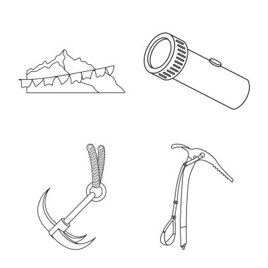 Tırmanışla ve tepe logo vektör Illustration. Dizi tırmanışla ve web için kamp hisse senedi simgesi.