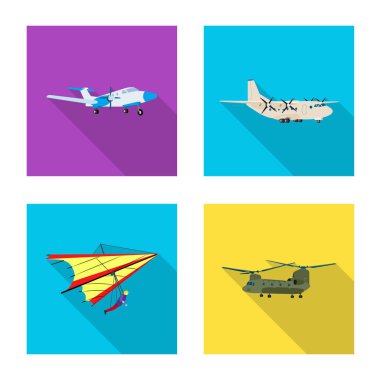 İllüstrasyon işareti uçak ve ulaşım vektör. Uçak ve gökyüzü hisse senedi simgesi için web topluluğu.