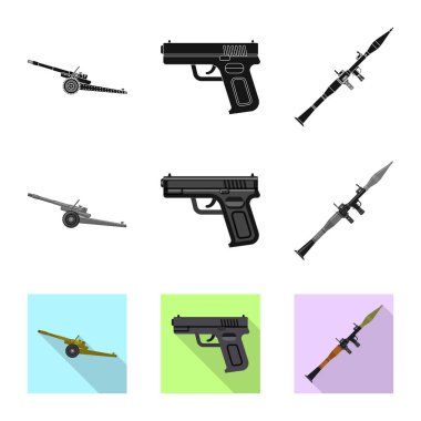 Silah ve silah simge vektör Illustration. Silah ve ordu hisse senedi vektör çizim seti.