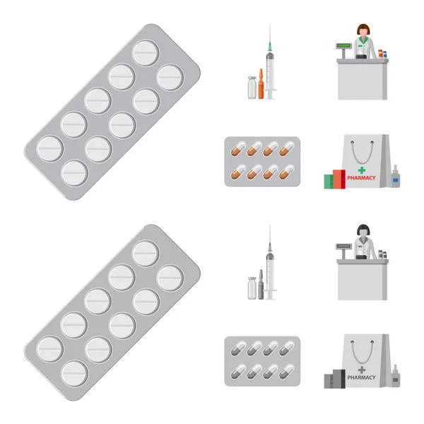 Διανυσματική σχεδίαση εικονίδιο φαρμακείο και νοσοκομείο. Σύνολο των εικονίδιο διάνυσμα φαρμακείο και επαγγελματίες για το απόθεμα. — Διανυσματικό Αρχείο