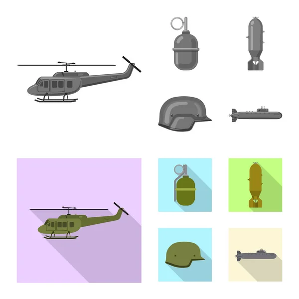 Objet isolé d'arme et symbole d'arme à feu. Collection d'armes et symbole de stock de l'armée pour le web . — Image vectorielle